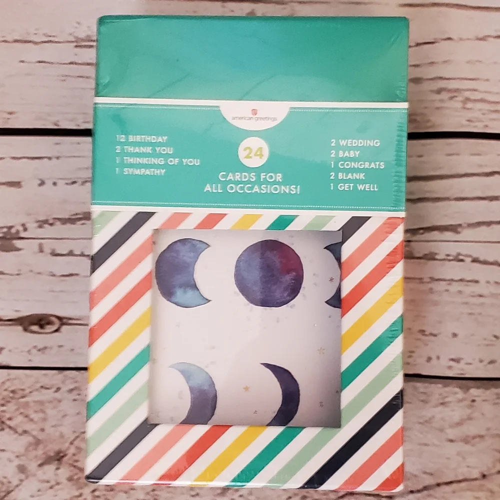 American Greetings card assortment with file box